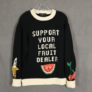Teddy Fresh Sweater Womens Medium Black Support Your Local Fruit Dealer NWT